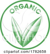 Organic Round Icon With Engraved Green Leaves Icon 1