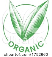 Organic Round Icon With Engraved Green Leaves Icon 3