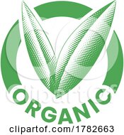 Organic Round Icon With Engraved Green Leaves Icon 6