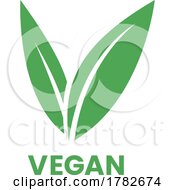 Vegan Icon With Green Leaves