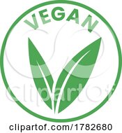 Poster, Art Print Of Vegan Round Icon With Green Leaves - Icon 1