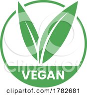 Poster, Art Print Of Vegan Round Icon With Green Leaves - Icon 2