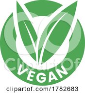 Poster, Art Print Of Vegan Round Icon With Green Leaves - Icon 4