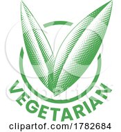 Vegetarian Round Icon With Engraved Green Leaves Icon 8