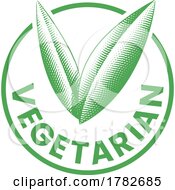 Vegetarian Round Icon With Engraved Green Leaves Icon 9