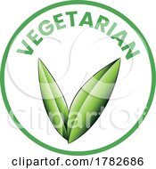 Poster, Art Print Of Vegetarian Round Icon With Shaded Green Leaves - Icon 1