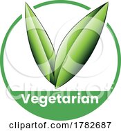Poster, Art Print Of Vegetarian Round Icon With Shaded Green Leaves - Icon 2