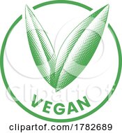 Vegan Round Icon With Engraved Green Leaves Icon 7