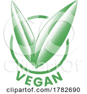 Poster, Art Print Of Vegan Round Icon With Engraved Green Leaves - Icon 8