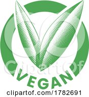 Vegan Round Icon With Engraved Green Leaves Icon 6
