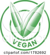 Vegan Round Icon With Engraved Green Leaves Icon 5