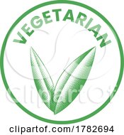 Poster, Art Print Of Vegetarian Round Icon With Engraved Green Leaves - Icon 1