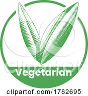 Vegetarian Round Icon With Engraved Green Leaves Icon 2