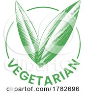 Vegetarian Round Icon With Engraved Green Leaves Icon 3
