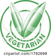 Vegetarian Round Icon With Engraved Green Leaves Icon 5