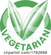 Vegetarian Round Icon With Engraved Green Leaves Icon 6