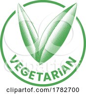 Vegetarian Round Icon With Engraved Green Leaves Icon 7
