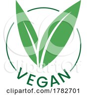 Vegan Round Icon With Green Leaves And Dark Green Text Icon 3