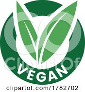 Vegan Round Icon With Green Leaves And Dark Green Text Icon 4
