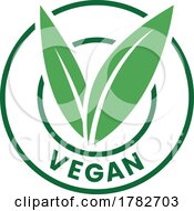 Vegan Round Icon With Green Leaves And Dark Green Text Icon 5