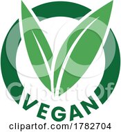 Vegan Round Icon With Green Leaves And Dark Green Text Icon 6