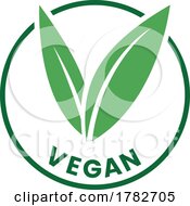 Vegan Round Icon With Green Leaves And Dark Green Text Icon 7