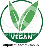 Poster, Art Print Of Vegan Round Icon With Green Leaves And Dark Green Text - Icon 2