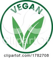 Poster, Art Print Of Vegan Round Icon With Green Leaves And Dark Green Text - Icon 1