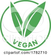 Poster, Art Print Of Vegan Round Icon With Green Leaves - Icon 7