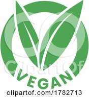 Poster, Art Print Of Vegan Round Icon With Green Leaves - Icon 6