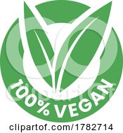Poster, Art Print Of 100 Vegan Round Icon With Green Leaves - Icon 4