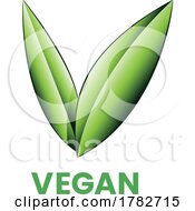 Poster, Art Print Of Vegan Icon With Green Shaded Leaves