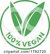 Poster, Art Print Of 100 Vegan Round Icon With Green Leaves - Icon 7