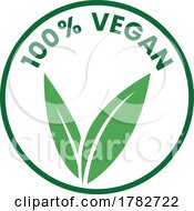 Poster, Art Print Of 100 Vegan Round Icon With Green Leaves And Dark Green Text - Icon 1