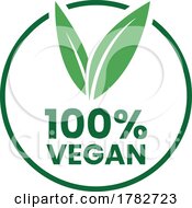 100 Vegan Round Icon With Green Leaves And Dark Green Text Icon 2