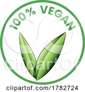 Poster, Art Print Of 100 Vegan Round Icon With Shaded Green Leaves - Icon 1