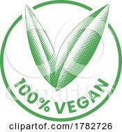 100 Vegan Round Icon With Engraved Green Leaves Icon 7