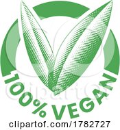 100 Vegan Round Icon With Engraved Green Leaves Icon 6