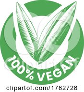 100 Vegan Round Icon With Engraved Green Leaves Icon 4