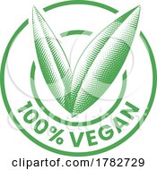 100 Vegan Round Icon With Engraved Green Leaves Icon 5