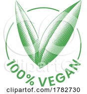 100 Vegan Round Icon With Engraved Green Leaves Icon 3