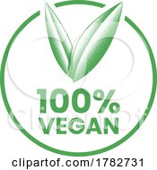 Poster, Art Print Of 100 Vegan Round Icon With Engraved Green Leaves - Icon 2