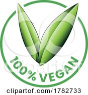 100 Vegan Round Icon With Shaded Green Leaves Icon 7