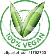 100 Vegan Round Icon With Shaded Green Leaves Icon 5