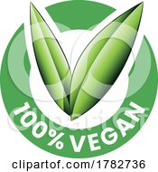 100 Vegan Round Icon With Shaded Green Leaves Icon 4