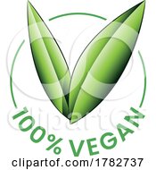 100 Vegan Round Icon With Shaded Green Leaves Icon 3