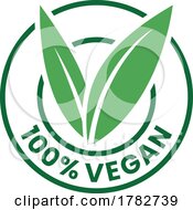 100 Vegan Round Icon With Green Leaves And Dark Green Text Icon 5