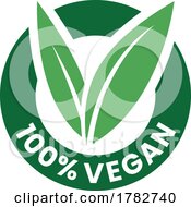 100 Vegan Round Icon With Green Leaves And Dark Green Text Icon 4
