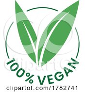 100 Vegan Round Icon With Green Leaves And Dark Green Text Icon 3
