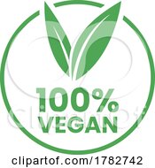 Poster, Art Print Of 100 Vegan Round Icon With Green Leaves - Icon 2